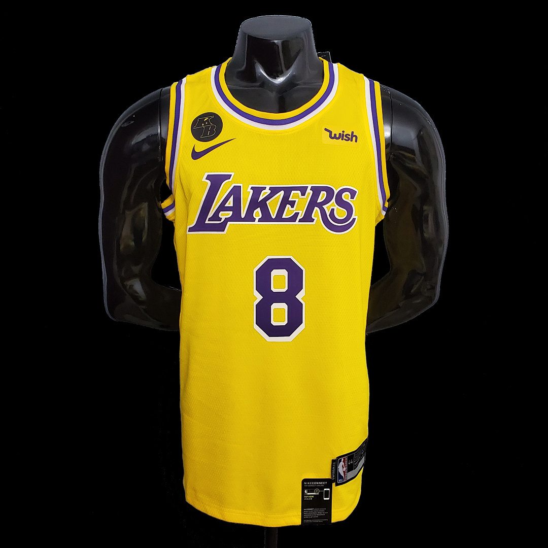 Bryant #8 Lakers Commemorative Edition Round neck yellow NBA jersey SizeXS-XXL Nike connect recogn