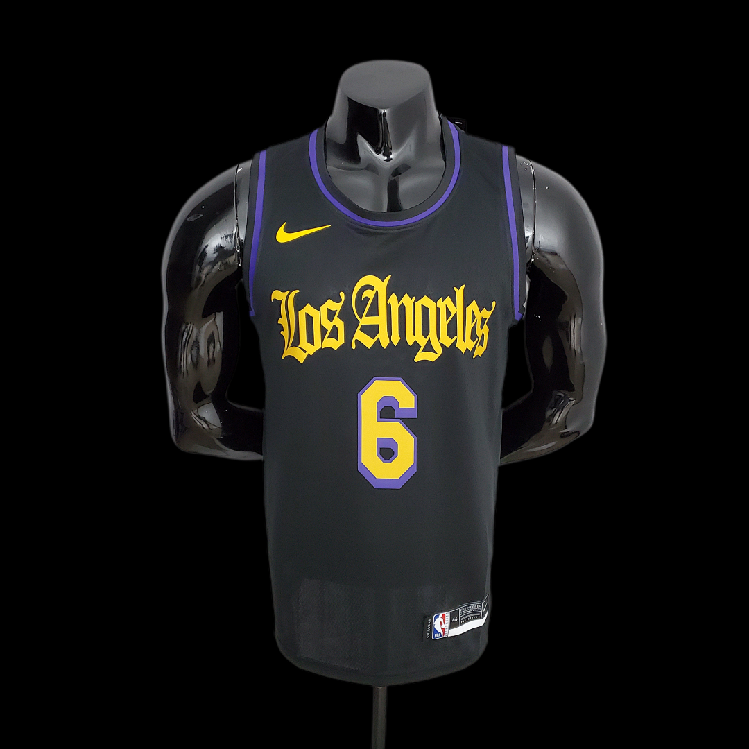 2021 JAMES#6 Los Angeles Lakers Black Latin Black NBA Jersey S-XXL