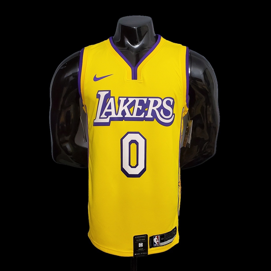 KUZMA #0 Lakers V-neck City Edition yellow NBA jersey Size:XS-XXL Nike connect recognition