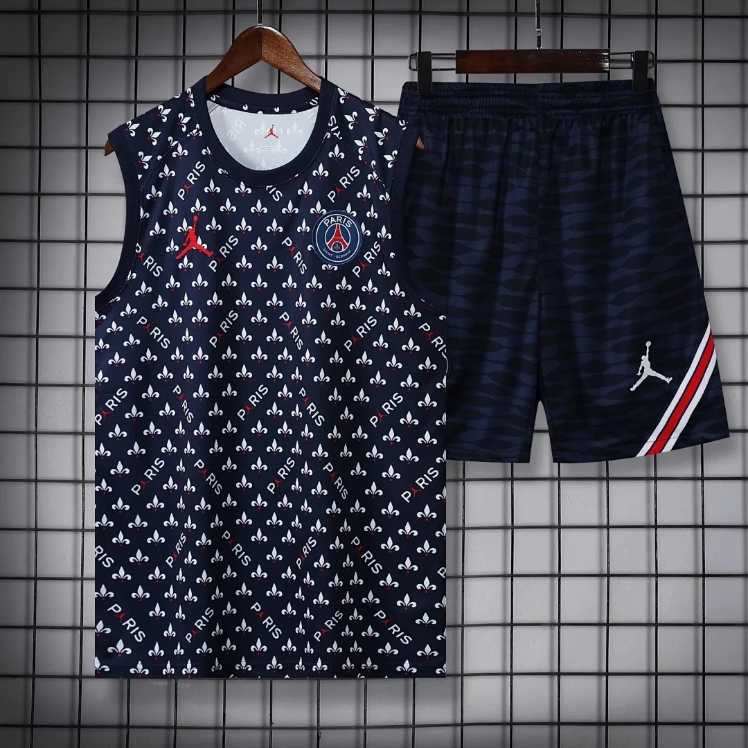 22/23PSG Royal Blue Flower Dot Pre-match Training Vest S-XXL