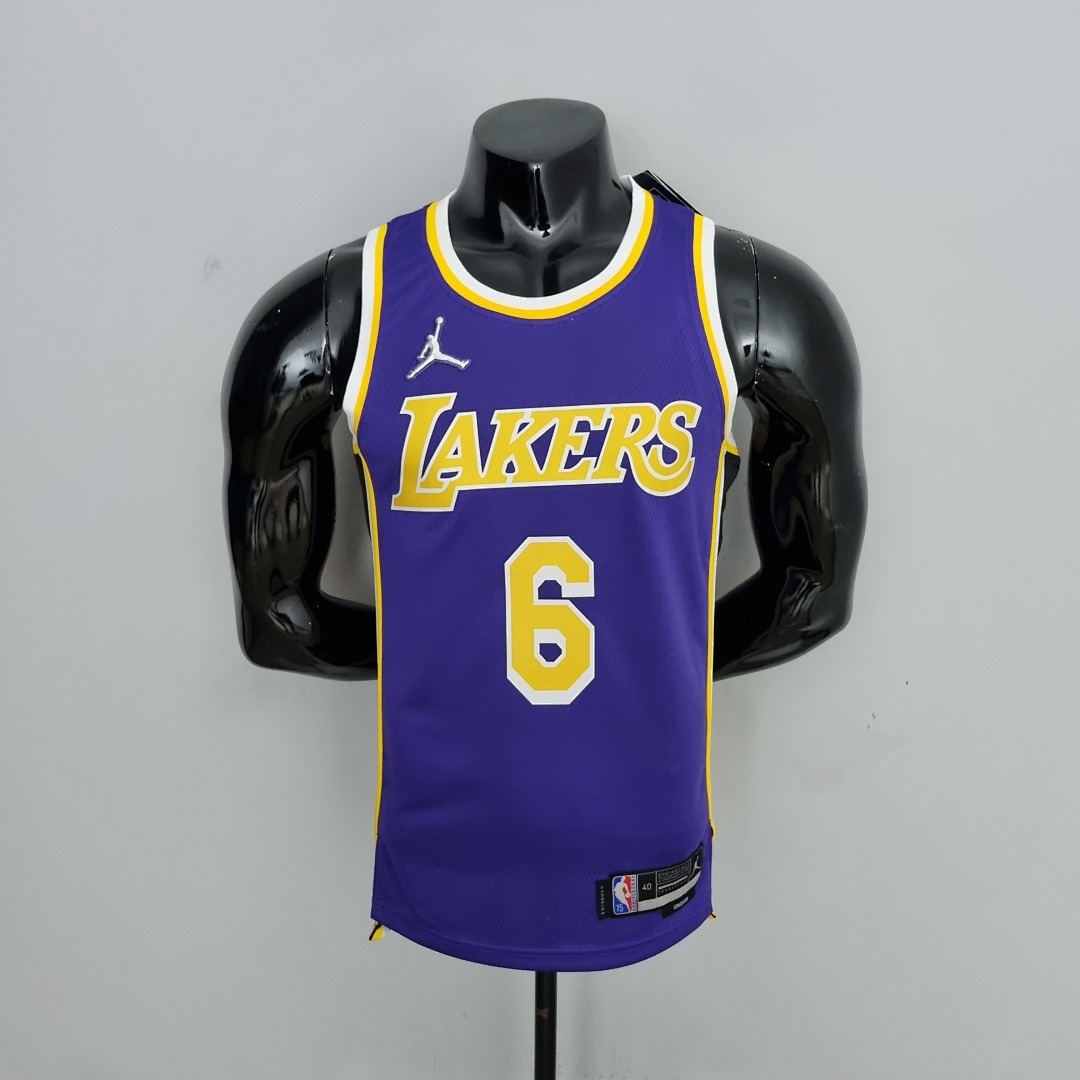 75th Anniversary James #6 Los Angeles Lakers Jordan Purple NBA Jersey S-XXL