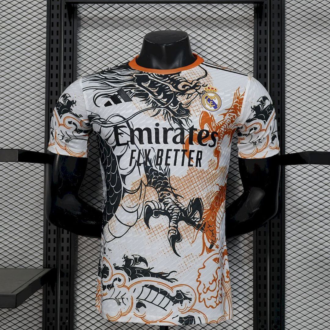 Real Madrid 2025/26 Black and white dragon version Jersey Player Version