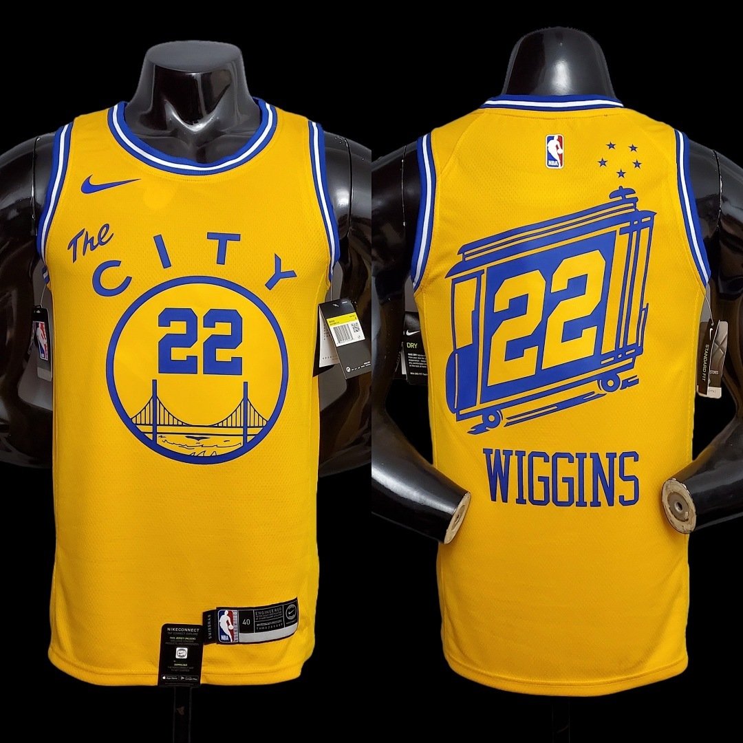 Tram version WIGGINS#22 Golden State Warriors yellow NBA jersey S-XXL