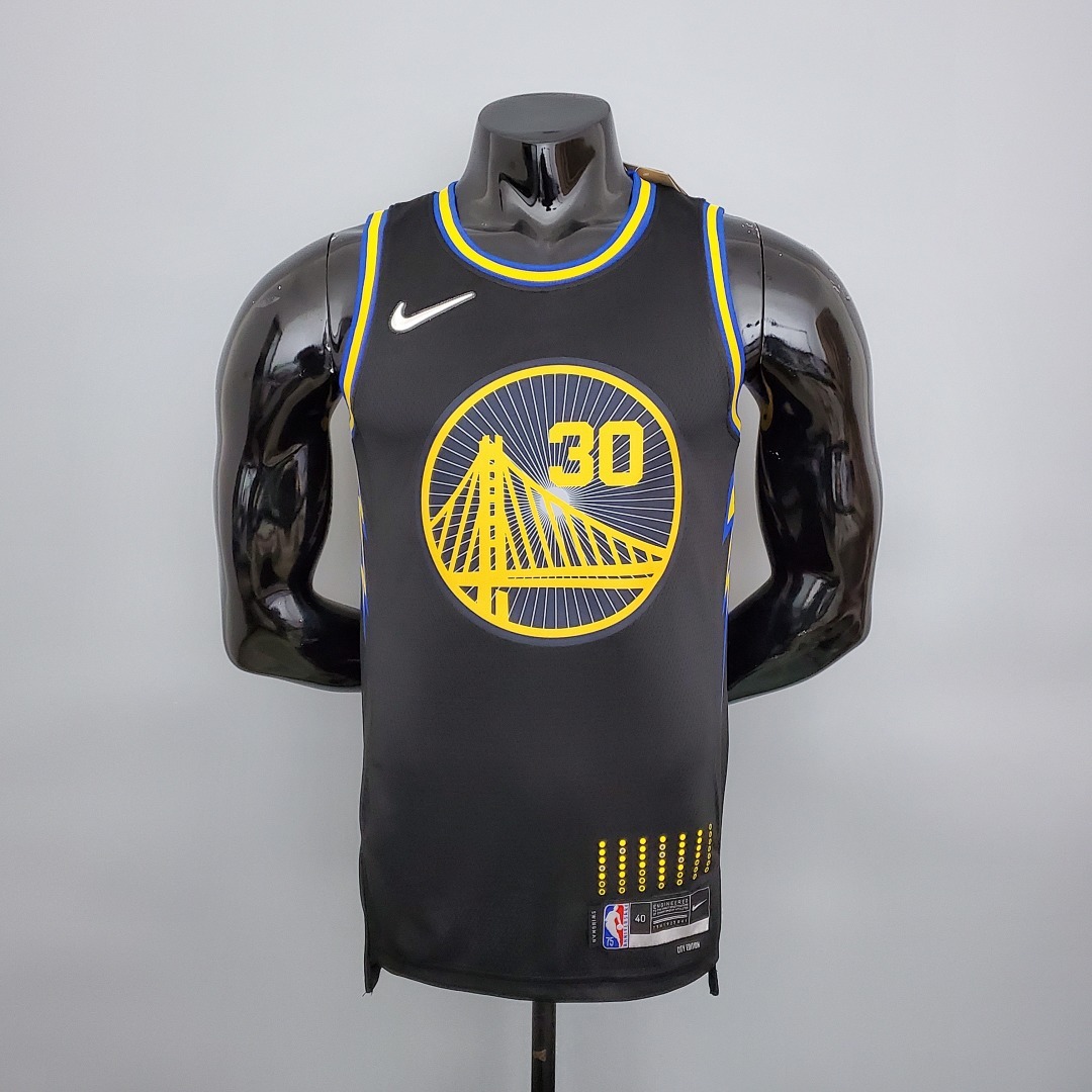 2022 75th Anniversary Curry #30 Warriors City Edition Black NBA Jersey S-XXL