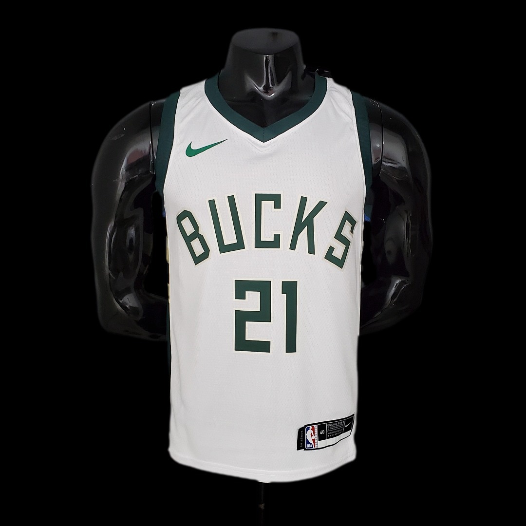 2021 HOLIDOAY#21 BUCKS Home White NBA Jersey S-XXL