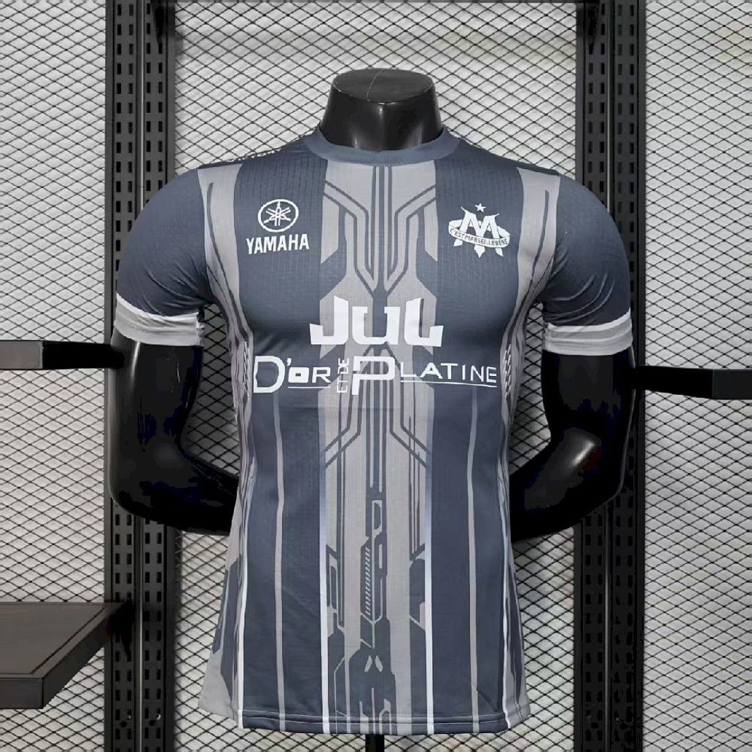Men’s Olympique Marseille 2025/26 Grey Jersey Player Version