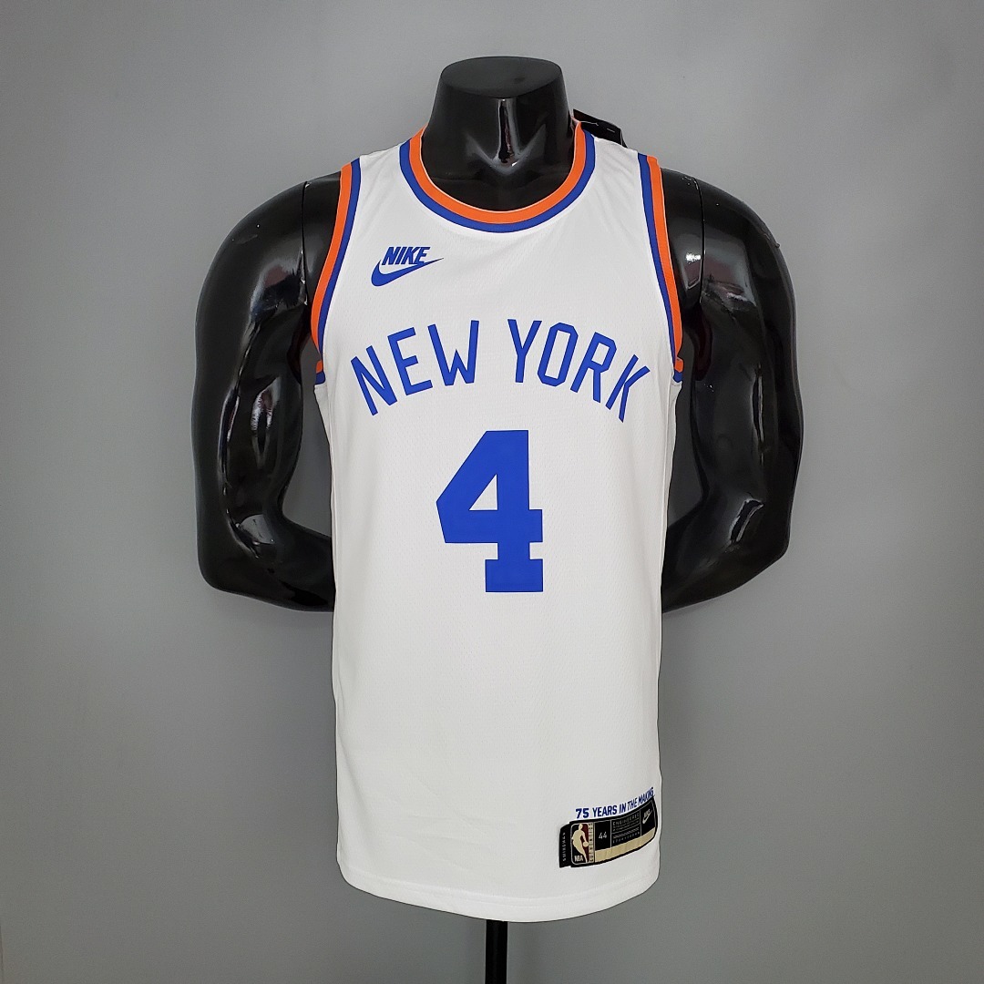ROSE#4 75th Anniversary Knicks White NBA Jersey S-XXL