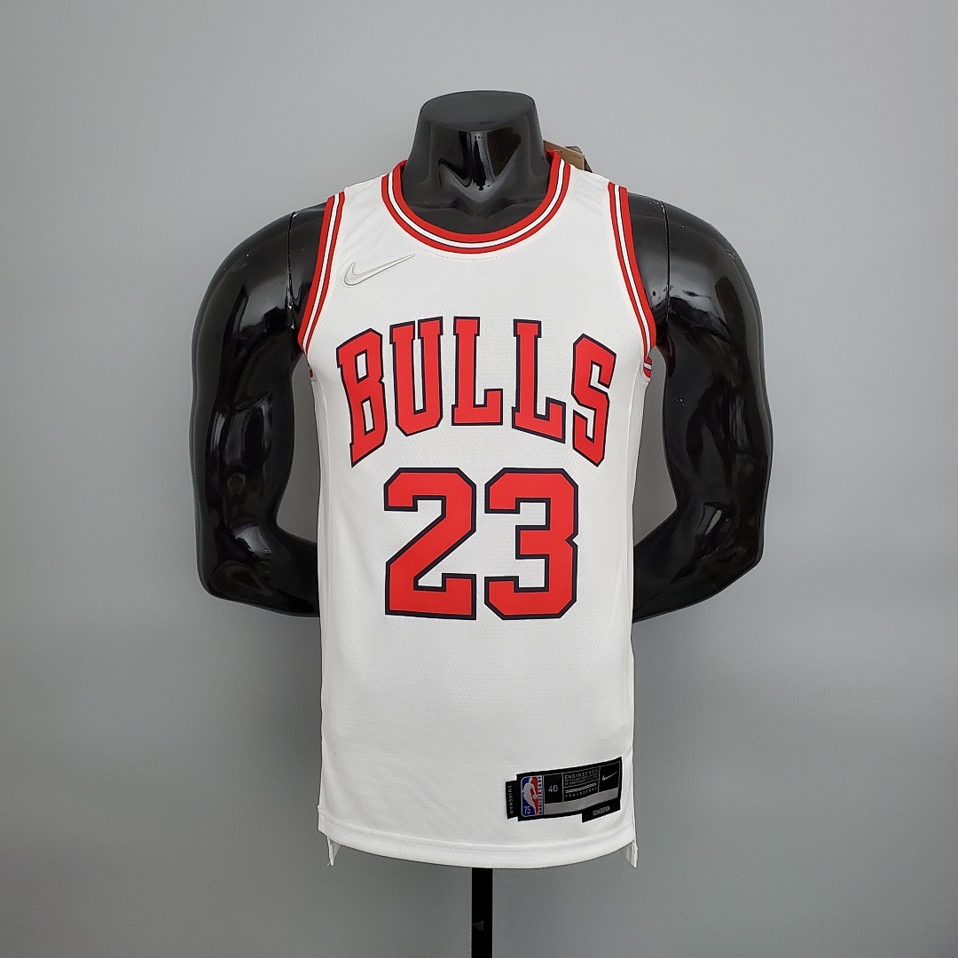75th Anniversary Jordan #23 Bulls White NBA Jersey S-XXL