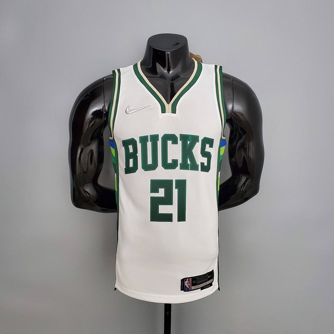 2022 Holiday#21 Bucks White NBA Jersey S-XXL