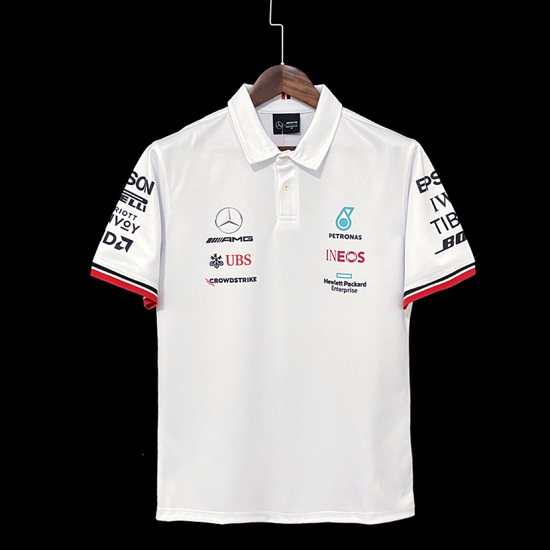 F1 Mercedes-Benz White POLO S-5XL