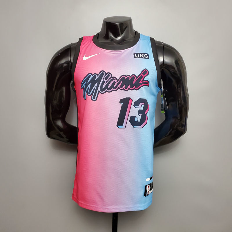 New Miami Heat ADEBAYO#13 City Edition Pink Blue Gradient Color S-XXL (support customization)