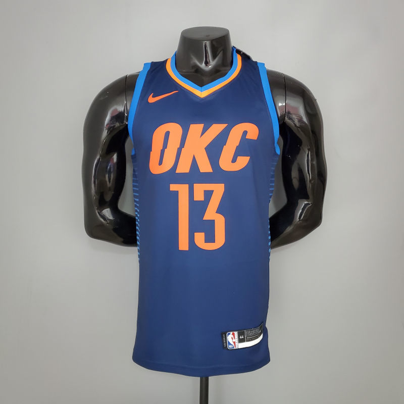 GEORGE#13 Thunder Blue Stripes NBA Jersey S-XXL