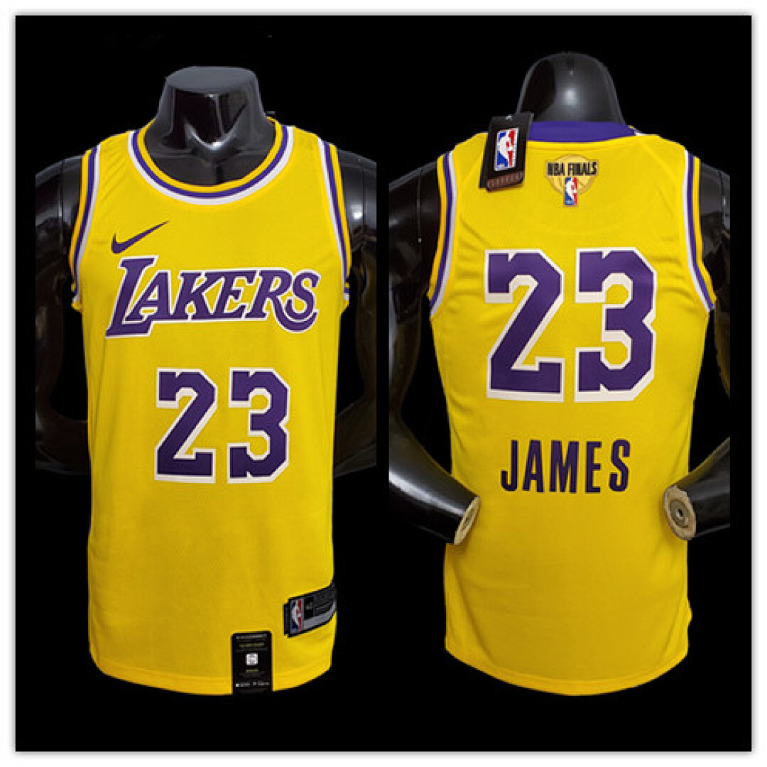 New James #23 Lakers Round neck yellow NBA jersey SizeXS-XXL