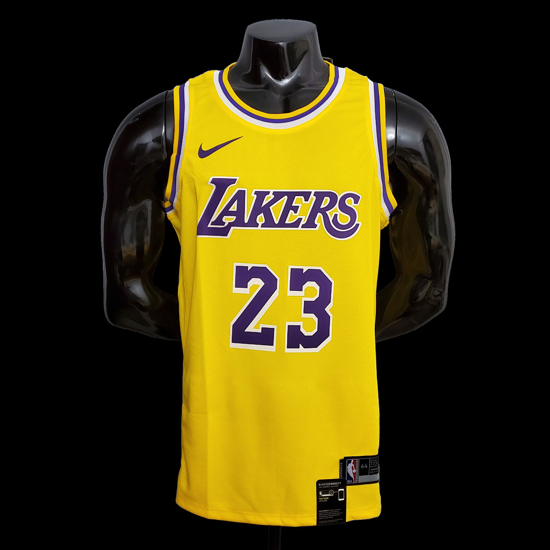 James #23 Lakers Round neck yellow NBA jersey SizeXS-XXL Nike connect recognition