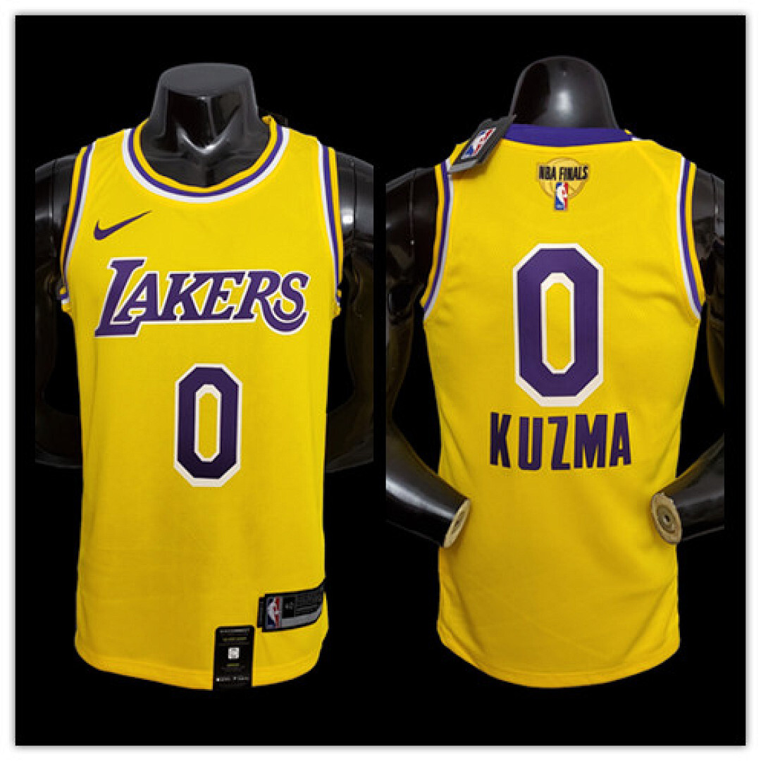 New KUZMA #0 Lakers Commemorative Edition Round neck yellow NBA jersey SizeXS-XXL