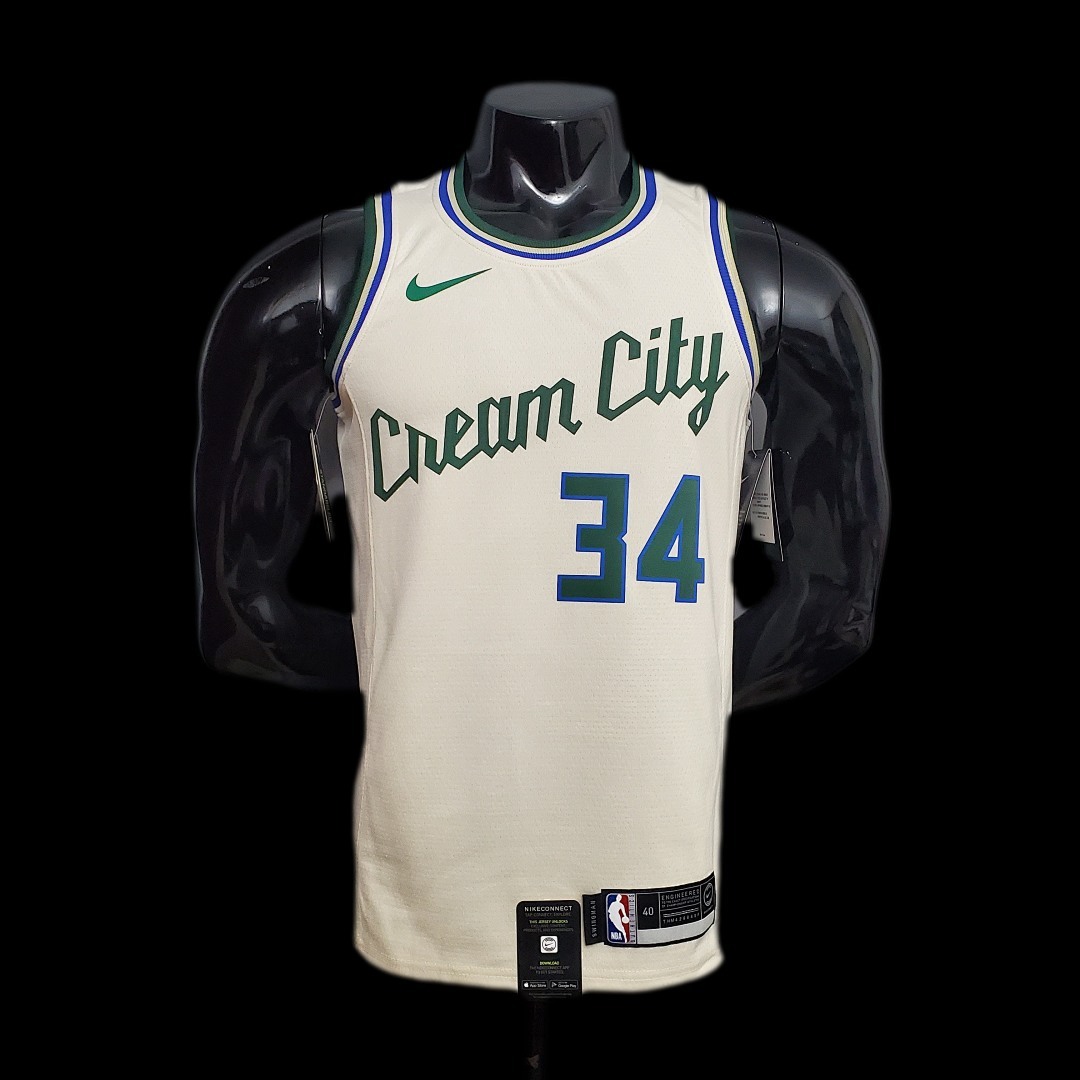 Antetokounmpo#34 Bucks Beige NBA jersey Size:XS-XXL Nike connect recognition