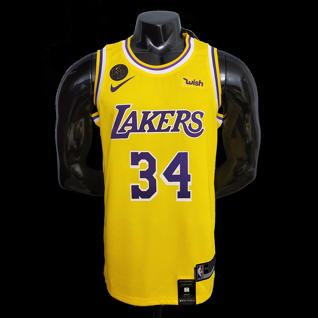 O'Neal #34 Lakers Commemorative Edition Round neck yellow NBA jersey SizeXS-XXL Nike connect recogn