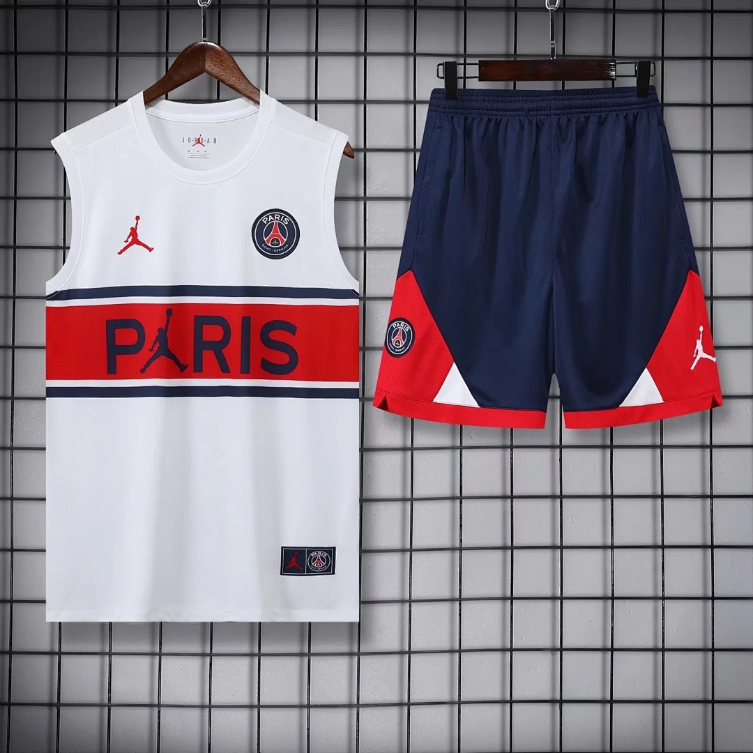 22/23PSG White Red Bars Pre-match Training Vest S-XXL