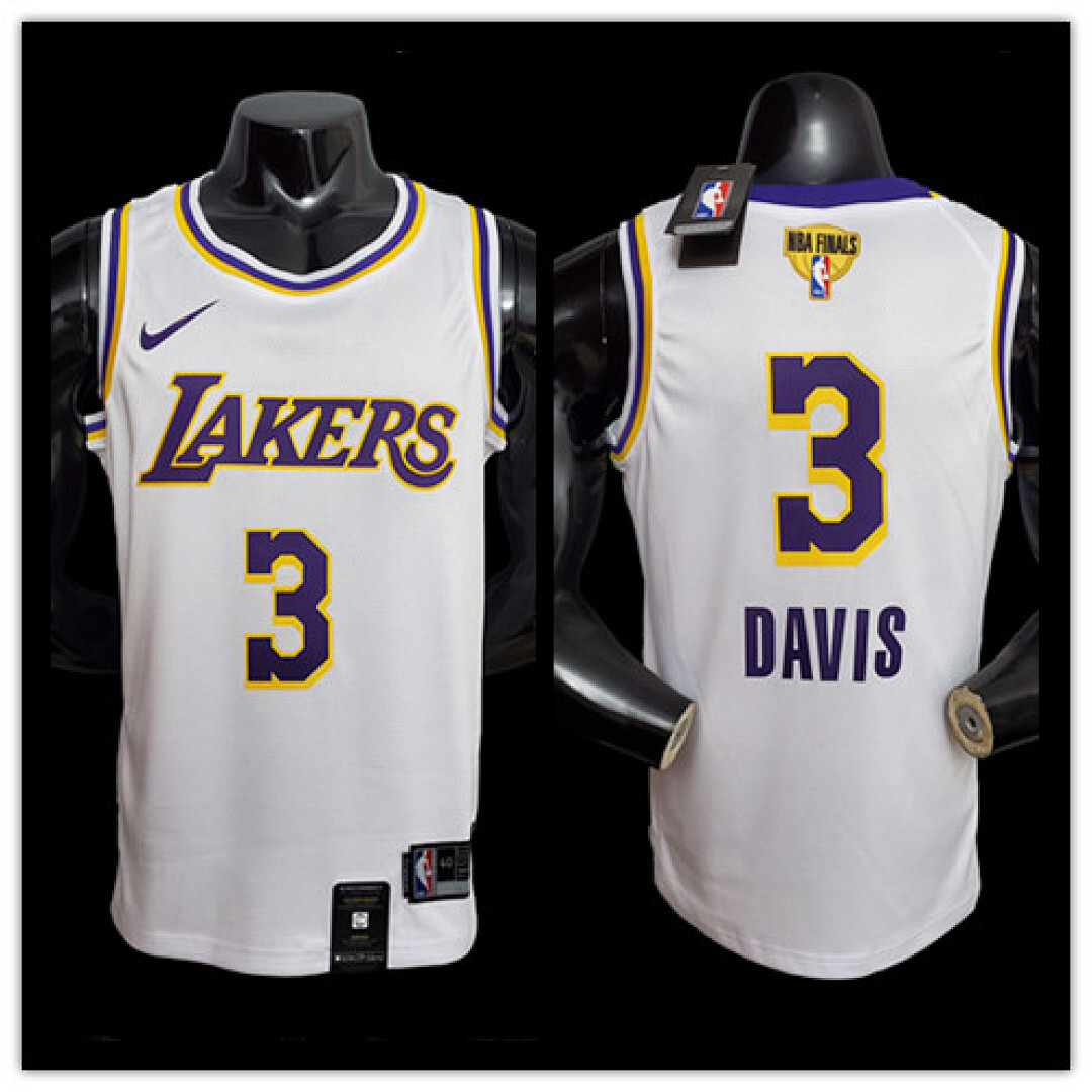 New DAVIS #3 Lakers Round neck white NBA jersey SizeXS-XXL Nike connect recognition
