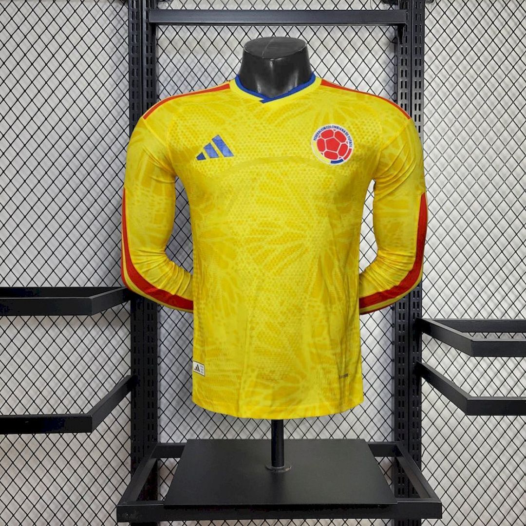 Mens Colombia 2026 World Cup Home Long Sleeve Jersey Player Version