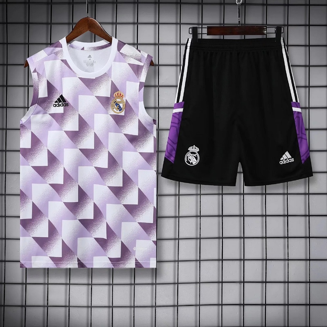 22/23 Real Madrid Geometric Light Purple Pattern Pre-match Training Vest S-XXL