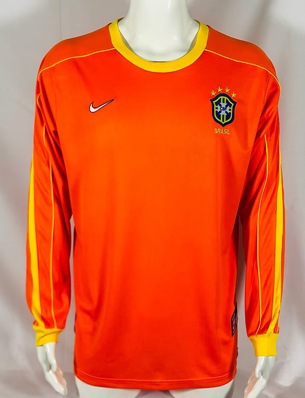 2004 Brazil Retro Orange Long Sleeve Soccer Jerseys Yupoo