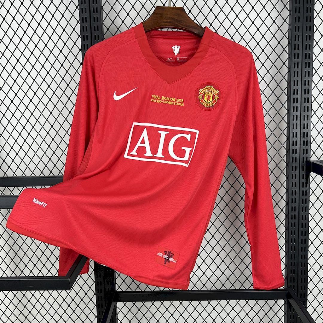 Manchester United 2007/08 Home Long Sleeves Retro Jersey