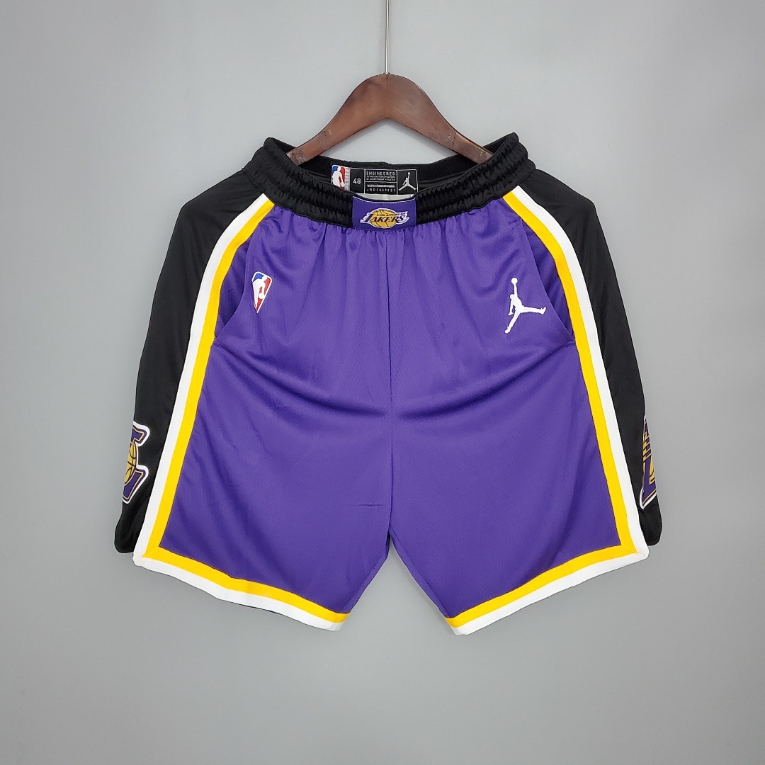 Lakers Purple Black Side NBA Shorts S-XXL