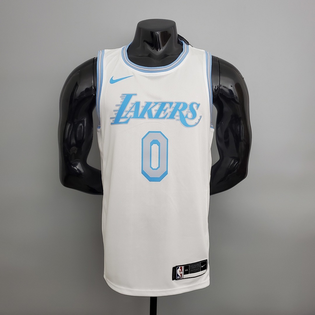 2021 Westbrook#0 Lakers Retro White NBA Jersey S-XXL