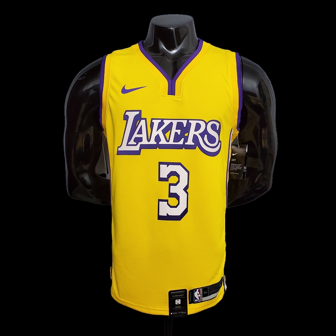 DAVIS #3 Lakers V-neck City Edition yellow NBA jersey Size:XS-XXL Nike connect recognition