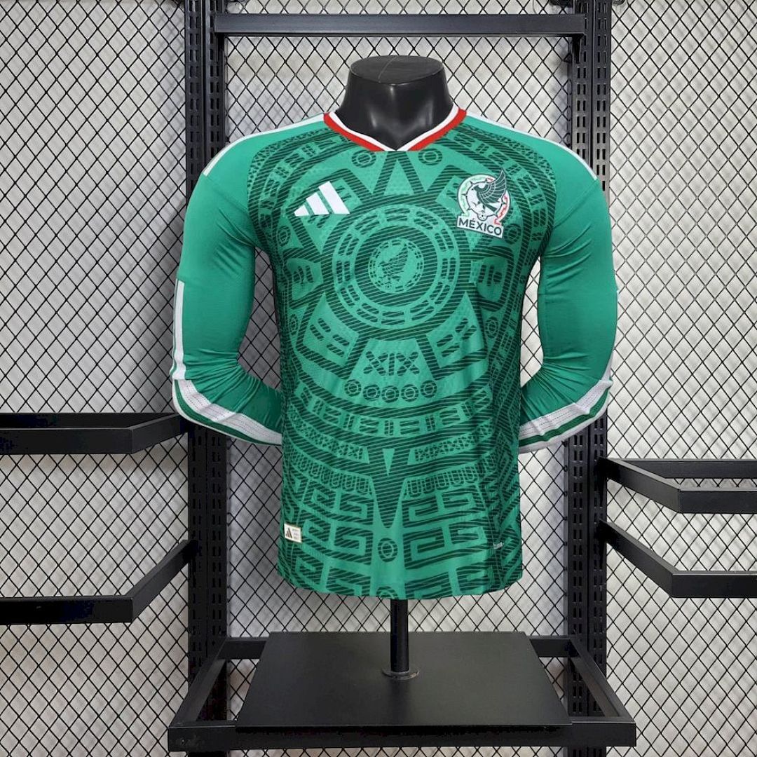 Mens Mexico 2026 World Cup Home Jersey Long Sleeve Jersey Player Version