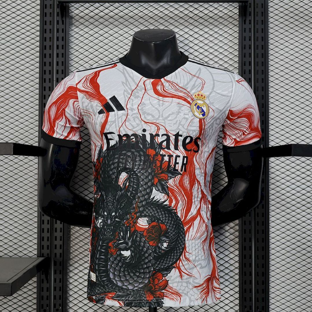 Real Madrid 2025/26 White Black Dragon special edition Jersey Player Version