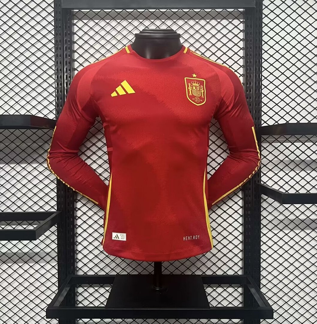 Spain 2024/25 Euro Home Long Sleeves Jersey – Player Version