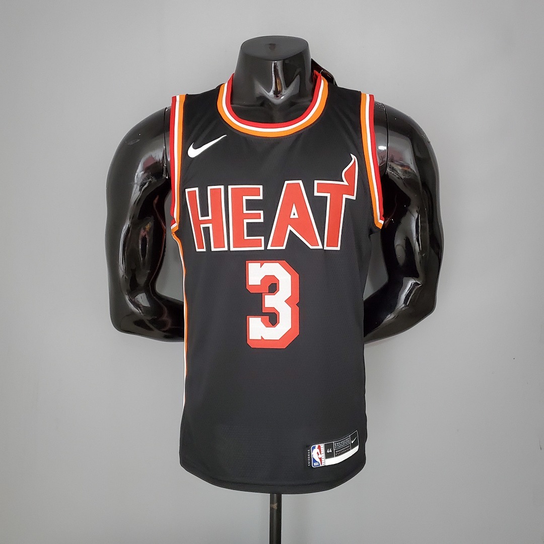 2018 WADE#3 Heat Retro Night Black NBA Jersey S-XXL