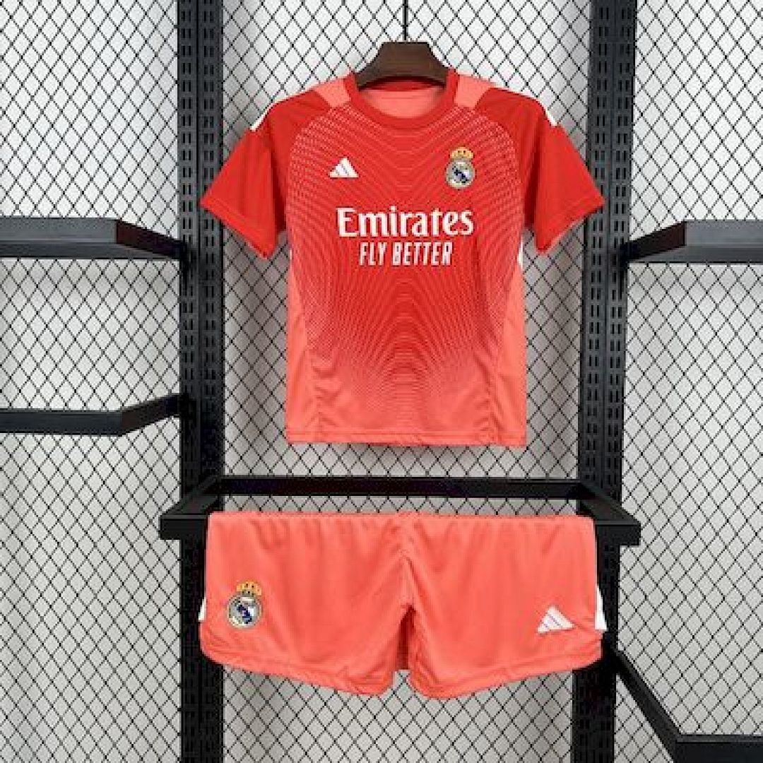 Real Madrid 2025/26 Orange Color Goalkeeper Kids Kit