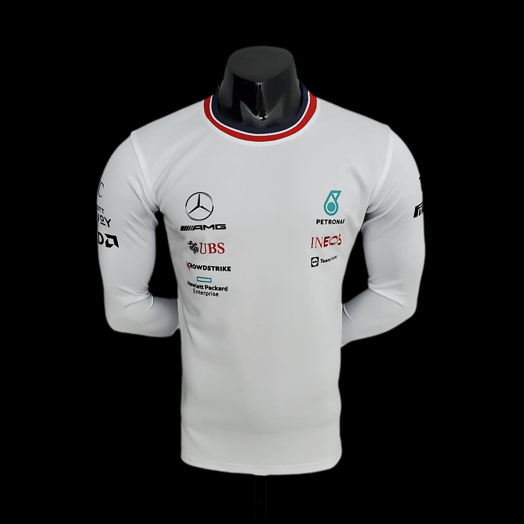 F1 Formula One 2022 Mercedes Long Sleeve White S-5XL