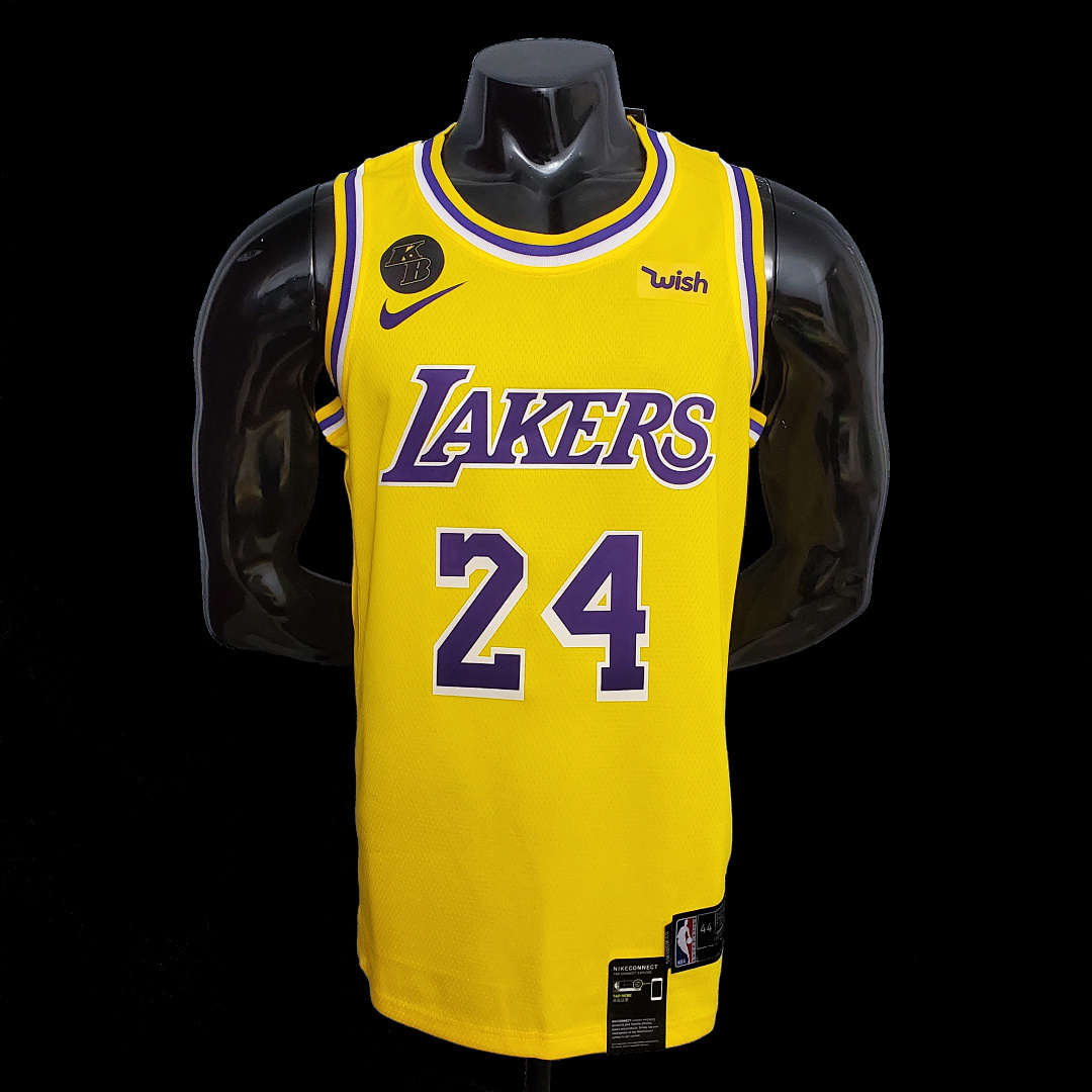 Bryant #24 Lakers Commemorative Edition Round neck yellow NBA jersey SizeXS-XXL Nike connect recogn