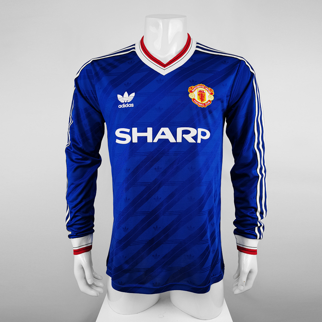 Retro: 1986 M-u blue long-sleeved fans S-2XL