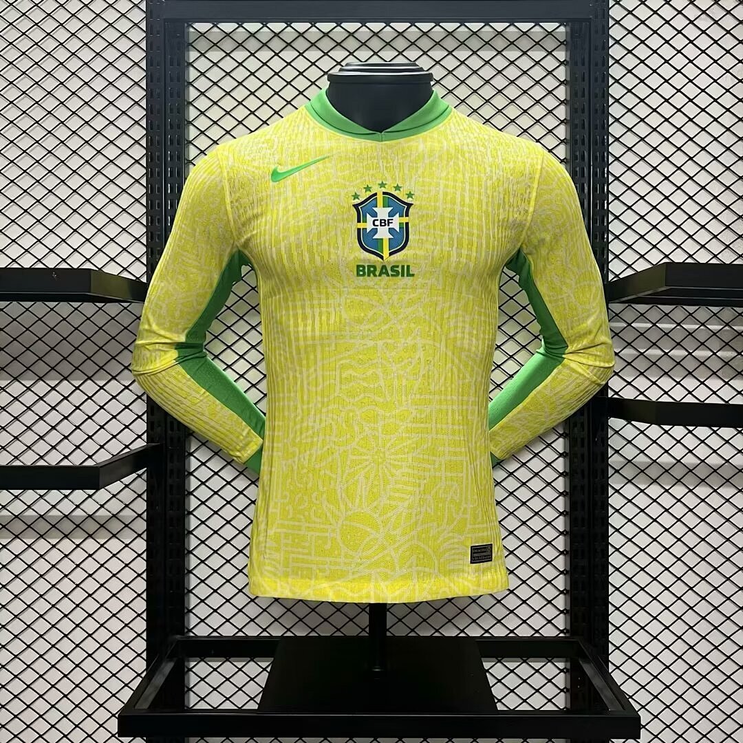Brazil 2024/25 Home Long Sleeves Jersey – Player Versi