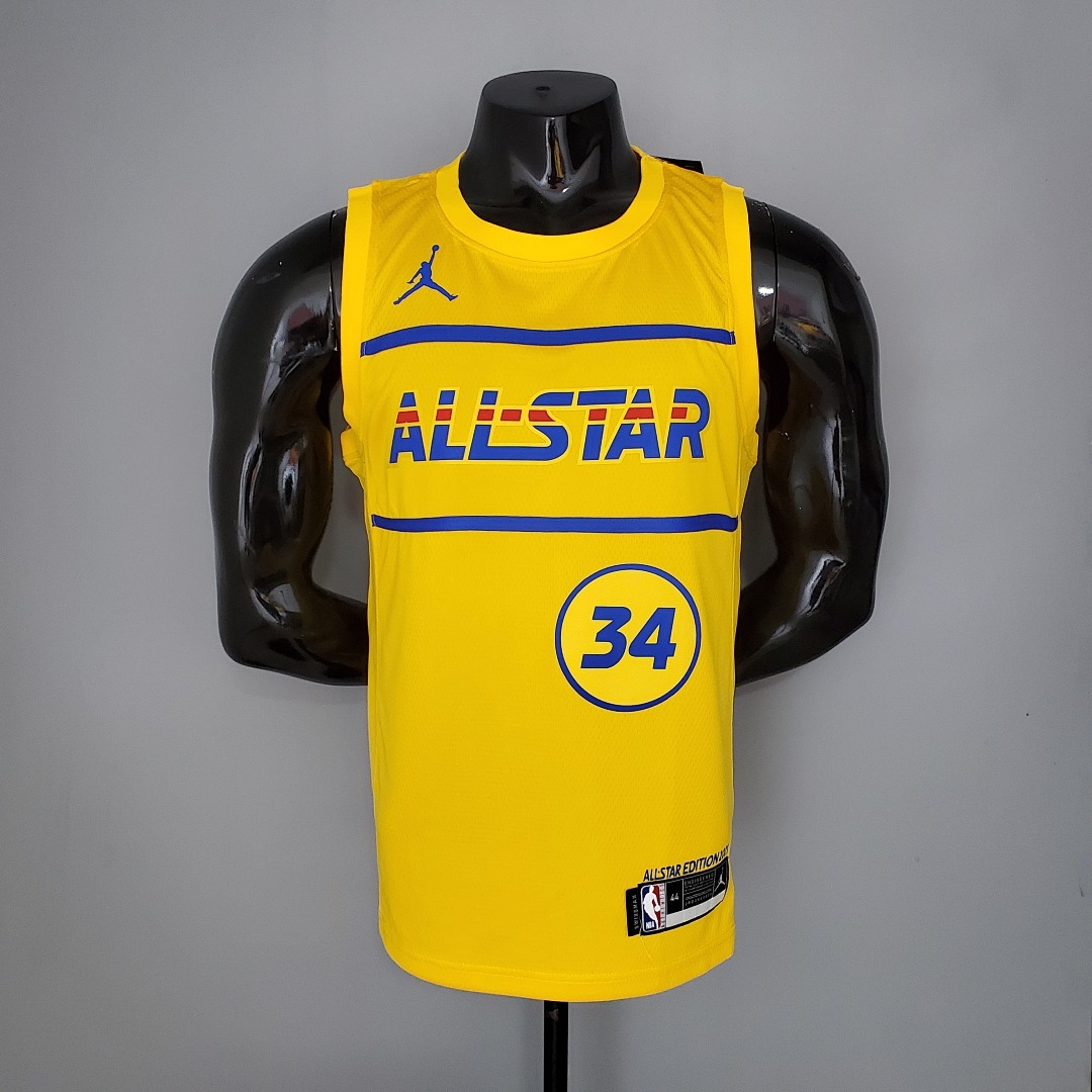 2021 ANTETOKOUNMPO#34 All-Star Yellow NBA Jersey S-XXL