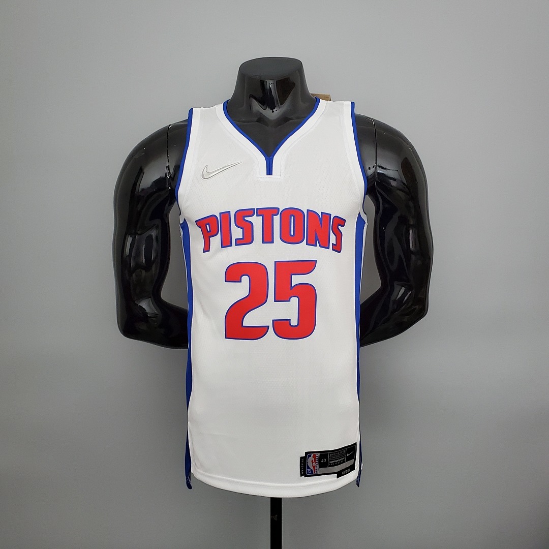 75th Anniversary Rose #25 Pistons White NBA Jersey S-XXL