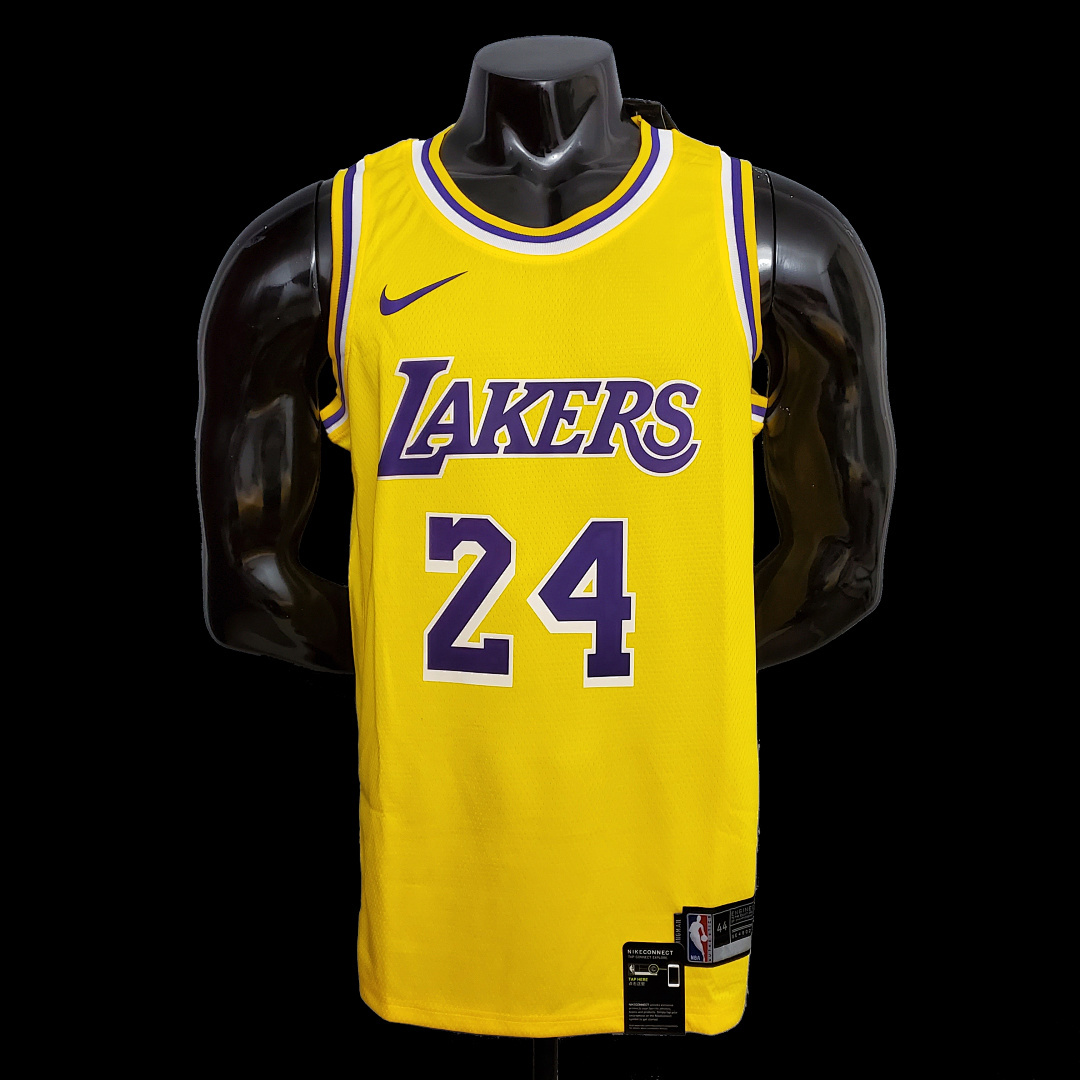 Bryant #24 Lakers Round neck yellow NBA jersey SizeXS-XXL Nike connect recognition